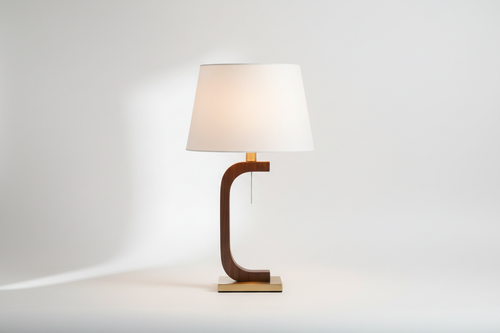 Modern table lamp with white shade on a clean white background