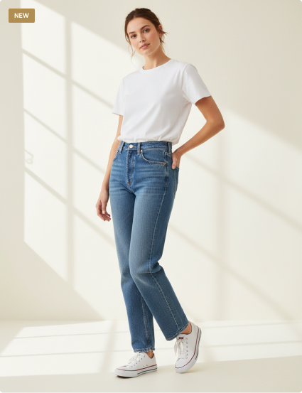 High Waisted Straight Leg Jeans